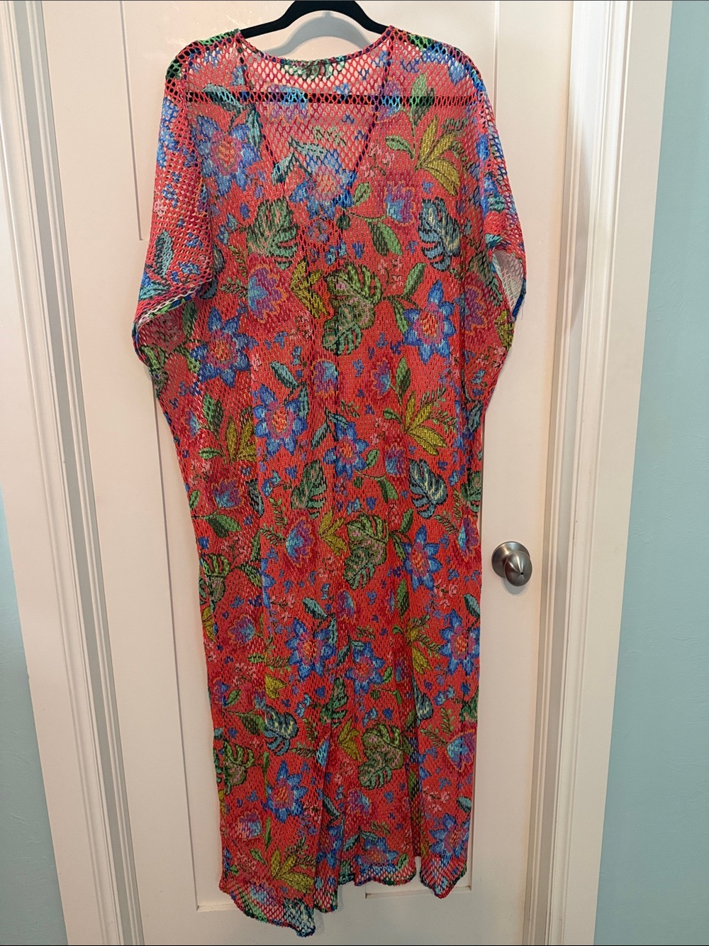 Johnny Was Coral Floral Lace-Up 100% Cotton Beach Cover-Up Dress - Picture 5 of 9